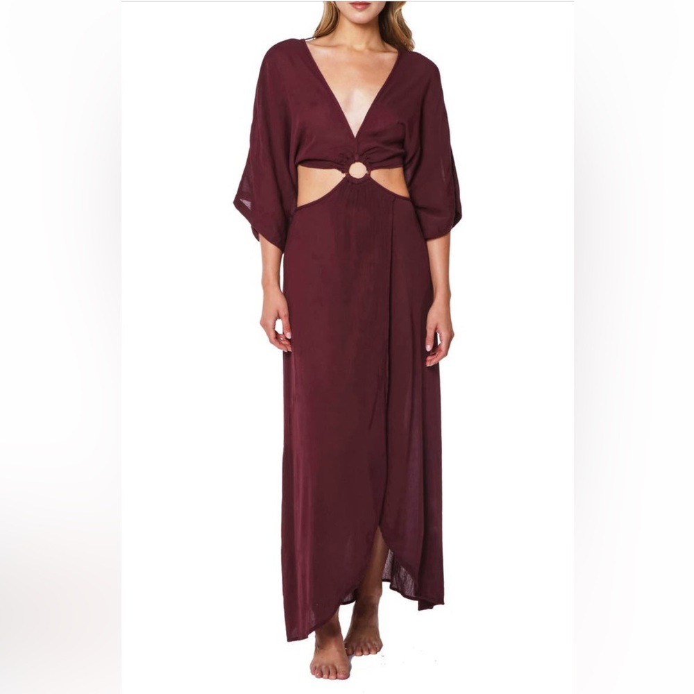 NWT Sanctuary Nordstrom Plunge V-Neck Draped Skirt Cover-Up Maxi Dress